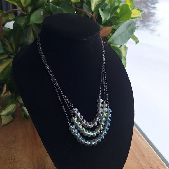 Express Multi Layered Bead Necklace Adjustable Chain Lobster Clasp - Picture 1 of 7